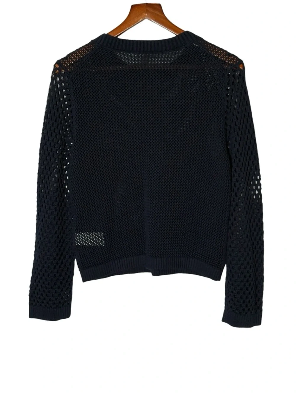 NWT J Crew Crochet Open Knit Crewneck Beach Sweater Navy Blue BQ212 • Size S - Picture 4 of 9